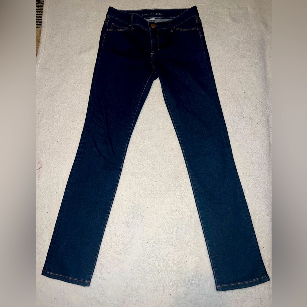 Banana Republic Women Petite Straight Leg Jeans | Size 25P | Dark Denim |